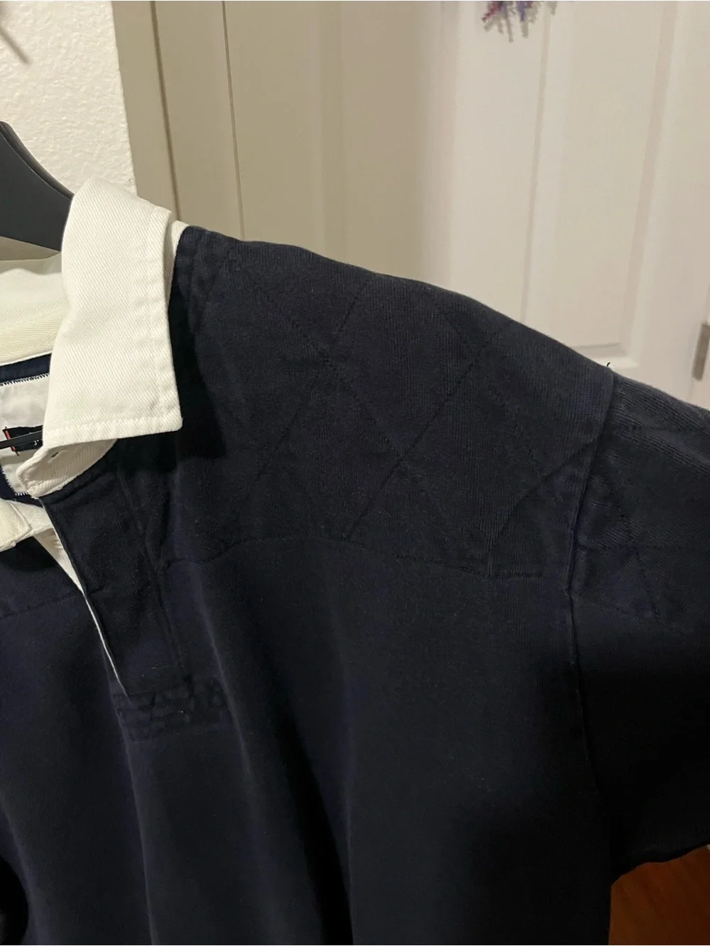 J. Crew Navy Long-Sleeve Rugby Shirt with White Collar